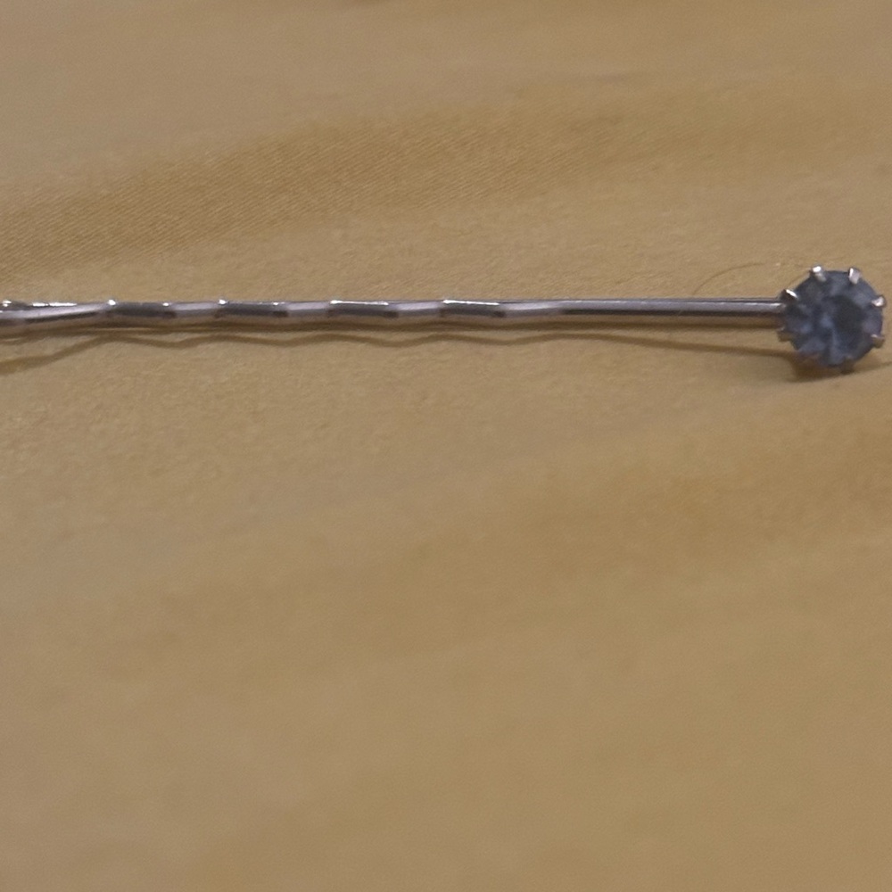 Silver-Tone Bobby Pin - Light-Blue Crystal Accent